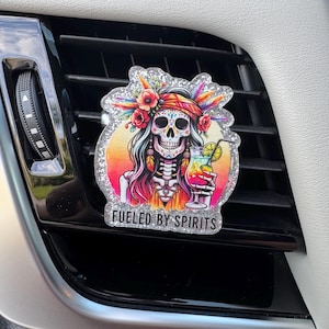 Fueled by Spirits Car Vent Clip Diffuser – Glitter Skeleton | Halloween Essential Oil Clip