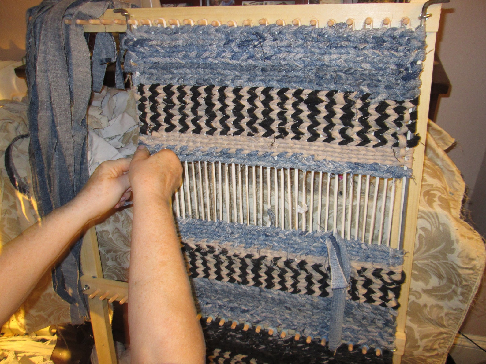 Handmade adjustable floor rag rug twining loom includes video etsy