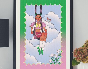 Butterfly Girl Art Print - Archival Matte Print