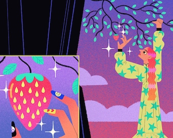 Tiger and Strawberry Print