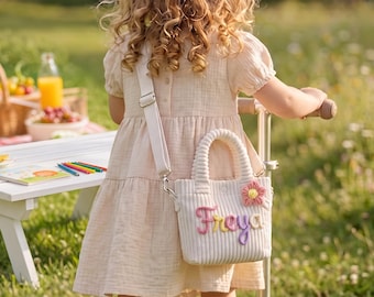 Custom Crossbody bag for Kids,soft corduroy toddler purse,Cute Birthday Gift,Name Tote Handbag, Preschool Daycare Bag