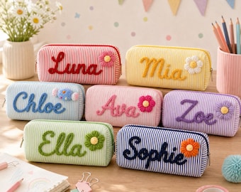 Personalisiertes Federmäppchen mit Namen, Federmäppchen, individuelles Federmäppchen mit Reißverschluss, Geschenk zur Babyparty, Kosmetiktasche, Geschenk zum Schulanfang, Geschenk für Kinder