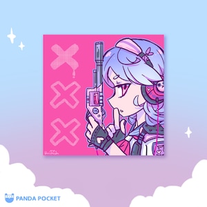 カセットガンガール - キラキラホロフレークステッカー