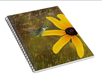 Hummingbird Notebook, Spiral Notebook, A5 Lined Notebook, Pregnancy Journal, Food Notebook, Prayer Journal, Black Eyed Susan, Notebook Gift