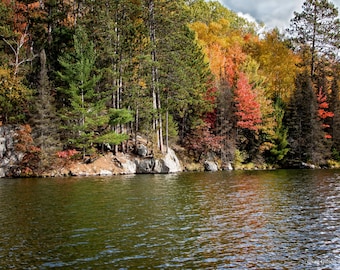 Autumn Lake Print, Fall Photograph, Red Autumn Leaves, Autumn Photograph, Fall Foliage, Autumn River, Autumn Nature Print, Autumn Fine Art