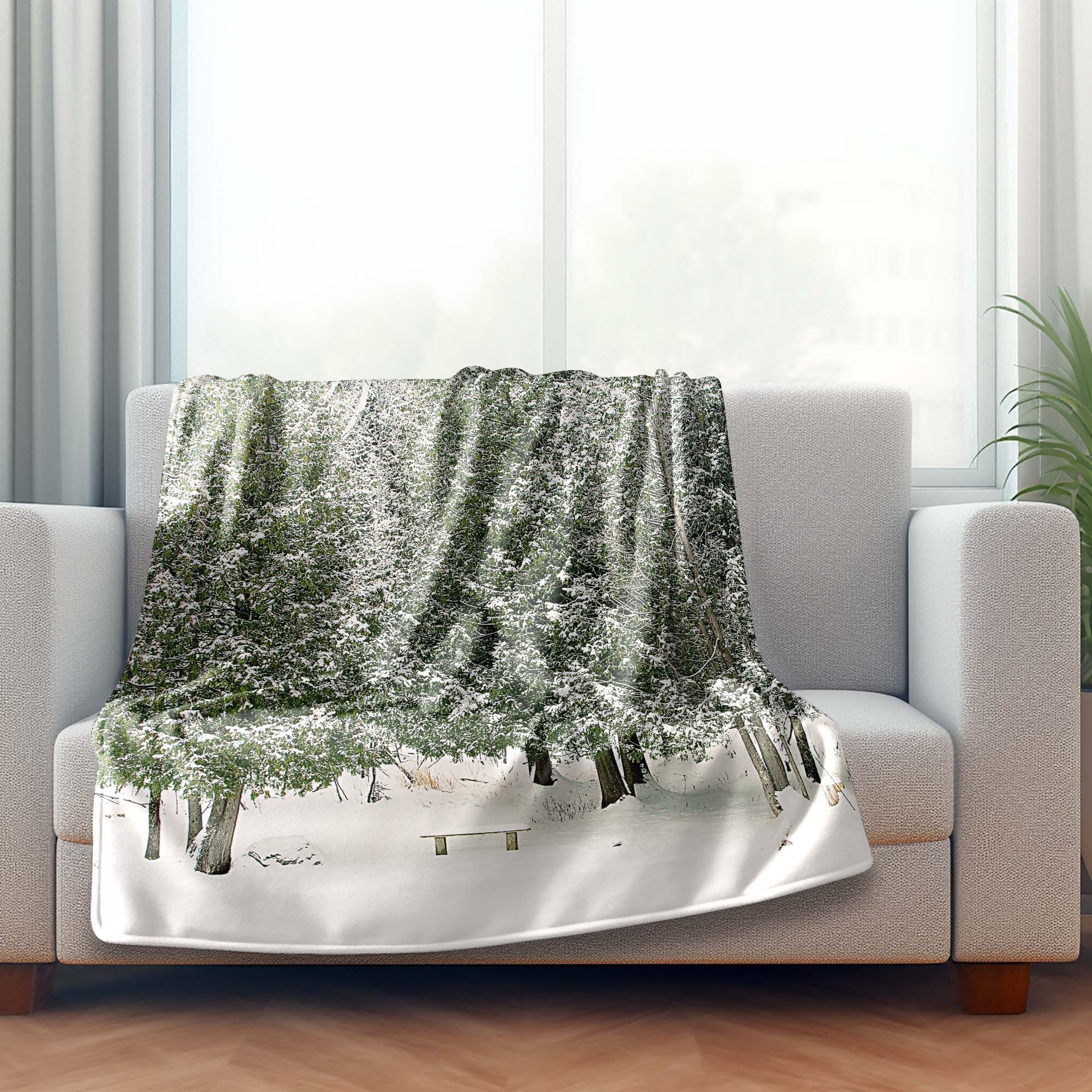 Fleece Sherpa Blankets, Winter Cedar Trees Throw Blanket, Upper Peninsula Winter, Country Winter Blanket, 50x60 Fleece, 60x80 Sherpa