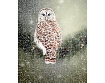 Barred Owl Premium Puzzle, Owl Jigsaw Puzzles, Artistic Barred Owl, Upper Peninsula, Gift For Her, Gift For Him, Owl Lover Puzzle Gift