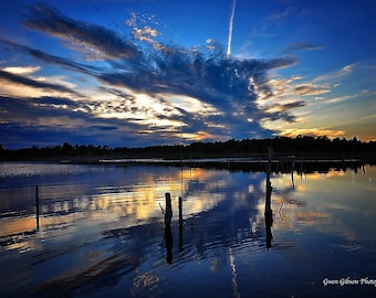 Sunset at Lake, Lake Reflection, Upper Peninsula of Michigan, Lake Photo Print, Summer Lake Wall. Art, Sunset Lake, Picture of Sunset