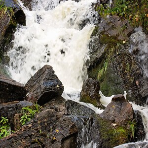 Nature Waterfall Picture, Woodlands Photography, Upper Peninsula of Michigan, Rushing Water Wall Art, Waiting Room Decor, Greeting Card