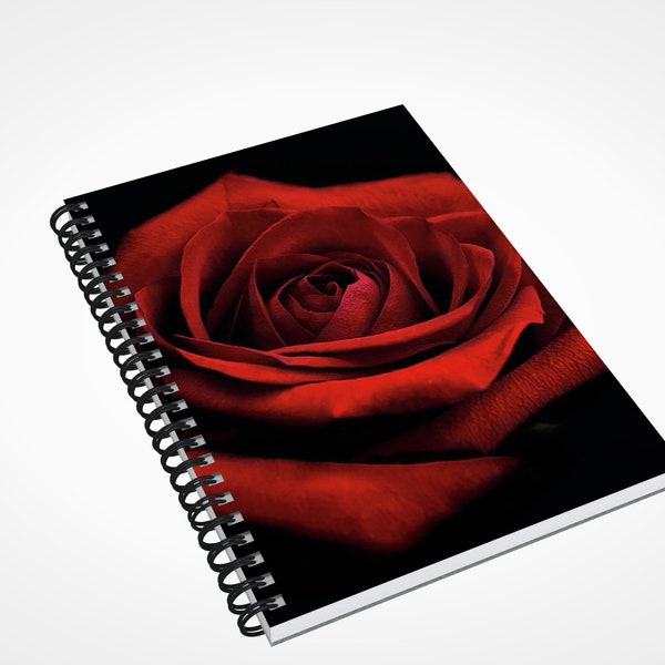 Red Rose Notebook, Spiral Floral Lined Diary, Pregnancy Journal, Prayer Journal, Gift For Her, A5 Writer Gifts, Gardner Gift, Unique Gift