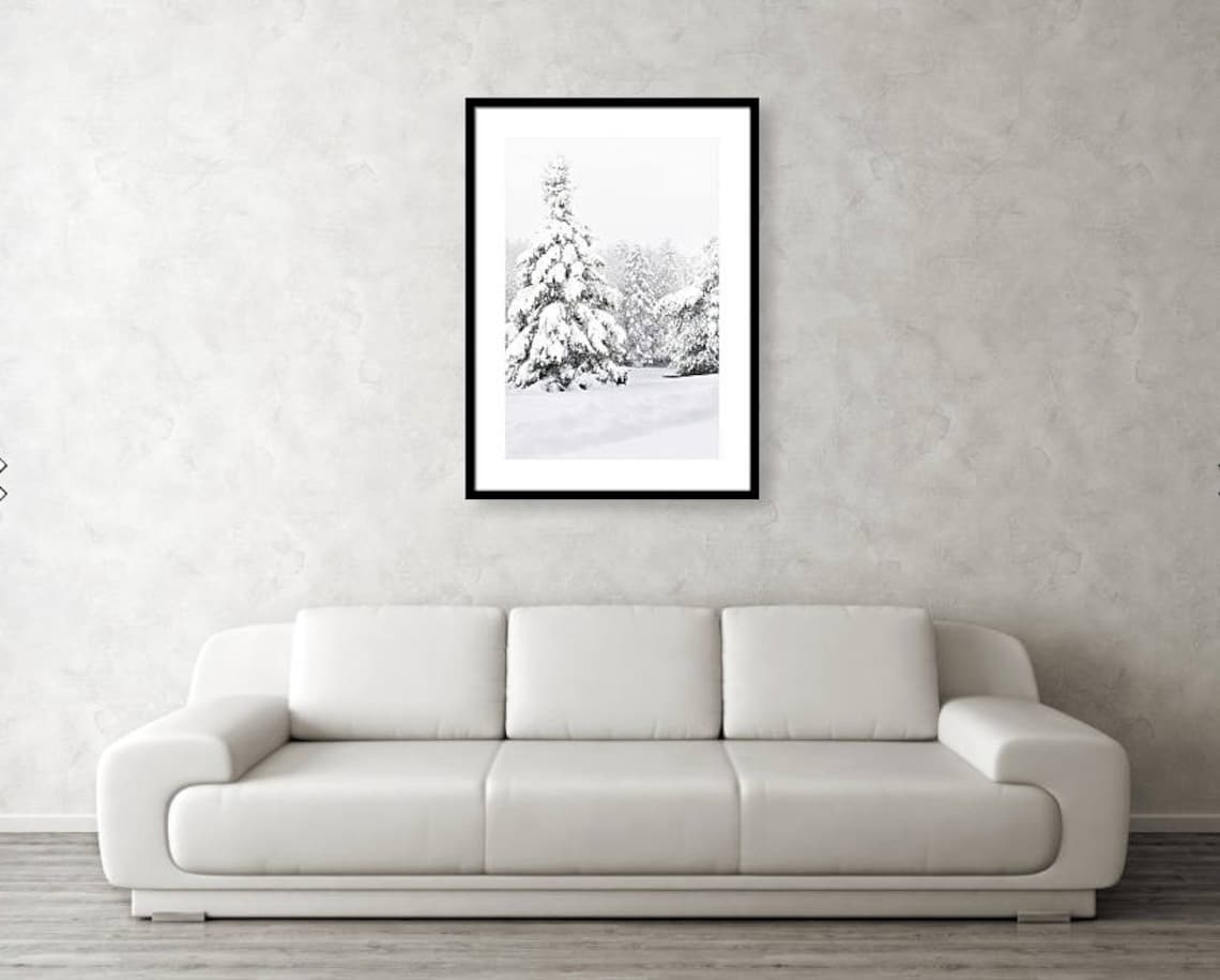 Winter Snow Picture Snow Covered Pines Snow Scene Wall Art Etsy