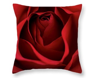 Macro Red Rose Throw Pillow, Decorative Pillows, Accent Pillows, Couch Pillows, Euro Sham, Bed Pillows, Unique Throw Pillows, Home Decor