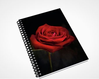 Red Rose Notebook, Spiral Floral Lined Diary, Pregnancy Journal, Food Notes, Prayer Journal, Floral Journal, Gardner Gift, A5 Lined Diary