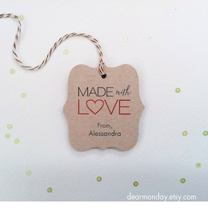 Made With Love Tags - Baked With Love - Custom Gift Tags - Brown Kraft Holiday Baking Tags - Packaging tags (04-Tk)