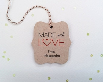 Made With Love Tags - Baked With Love - Custom Gift Tags - Brown Kraft Holiday Baking Tags - Packaging tags (04-Tk)