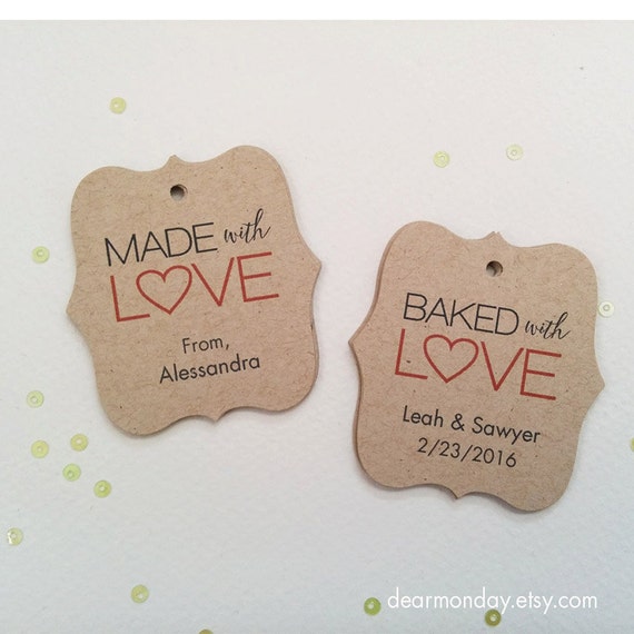 Custom Gift Tags, Made with Love Tags, Personalized Tag Sets Paper: Kraft (darker)
