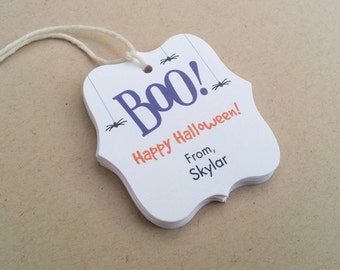 Halloween BOO tags - Kids Halloween tags - Personalized gift tags - Halloween favor tags - Customizable Trick or Treat tags (TH21)