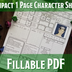 Folha de personagem pequeno de D&D Folha de NPC | 1 página | PDF preenchível para impressão | Masmorras e Dragões 5e |