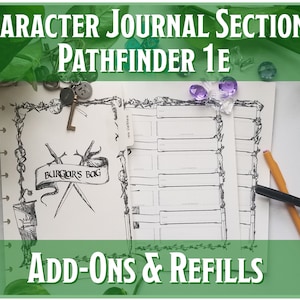 Character JournalPathfinder 1e  | Handmade Custom Discbound Adventurer's  Campaign Notebook Add-on Sections