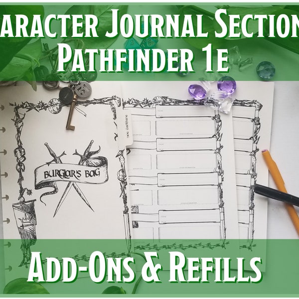 Character JournalPathfinder 1e  | Handmade Custom Discbound Adventurer's  Campaign Notebook Add-on Sections