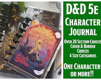 Character Journal D&D 5e  | Handmade Discbound Custom Adventurer&#39;s Campaign Notebook
