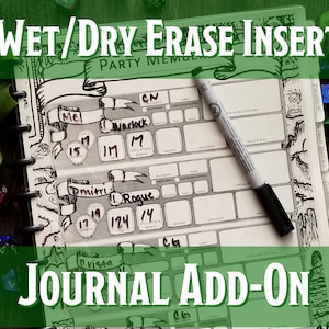 D&D Wet/Dry Erase Insert | Dungeon Master or Character Journal  | Handmade Custom Discbound Campaign Notes and Planner Add-on Sections