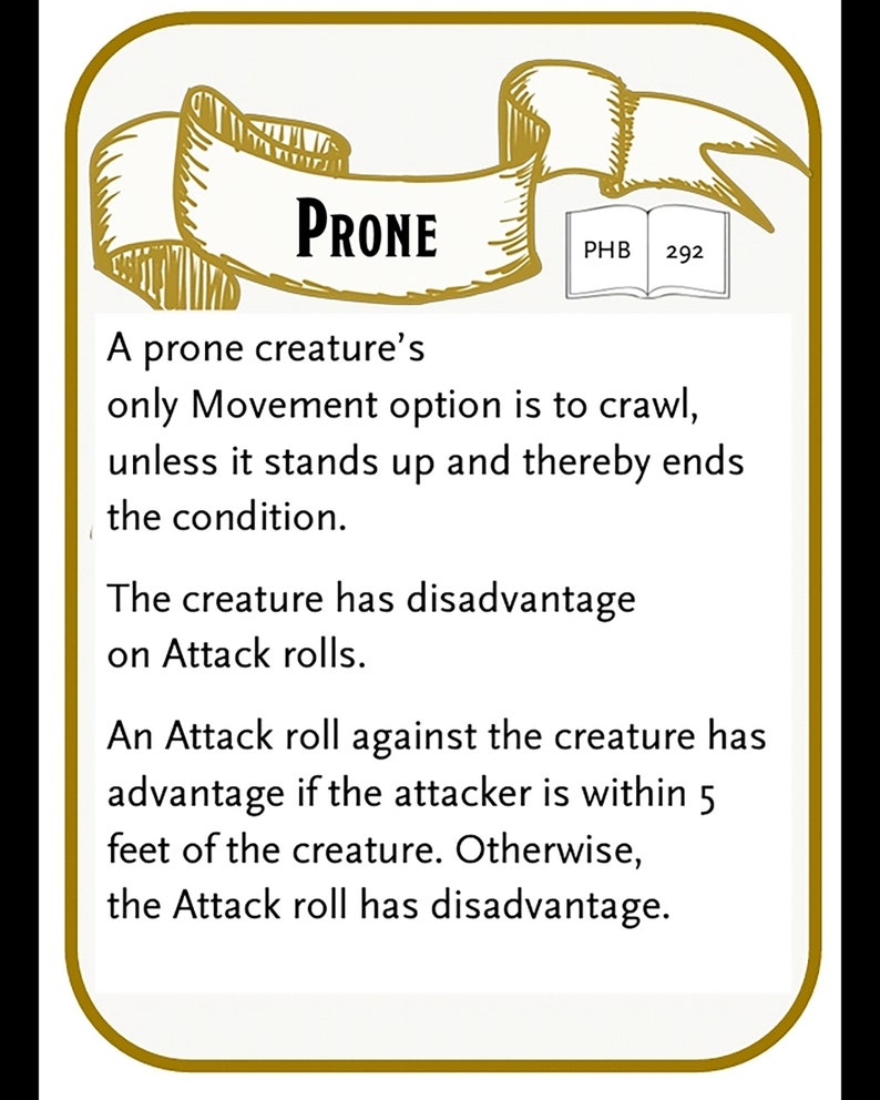 D&amp;D Condition Cards Printable PDF Dungeons and Dragons 5e - Etsy