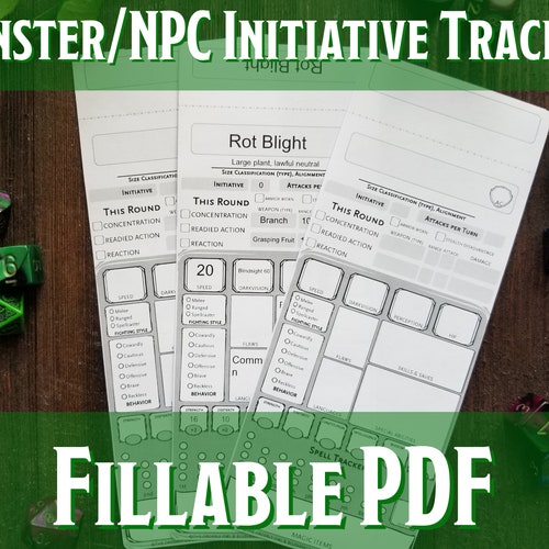 D&D Monster NPC Stat Cards Printable Fillable PDF Dungeons - Etsy
