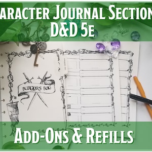 D&D 5e Character Journal | Handmade Custom Discbound Adventurer&#39;s  Campaign Journal Refill Sections