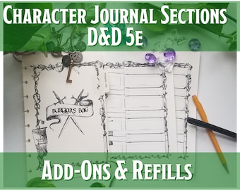 D&D 5e Character Journal | Handmade Custom Discbound Adventurer&#39;s  Campaign Journal Refill Sections
