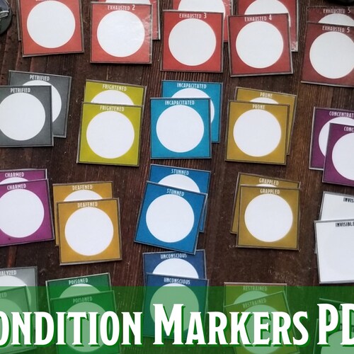 D&amp;D Condition Markers Printable PDF Dungeons and Dragons 5e - Etsy
