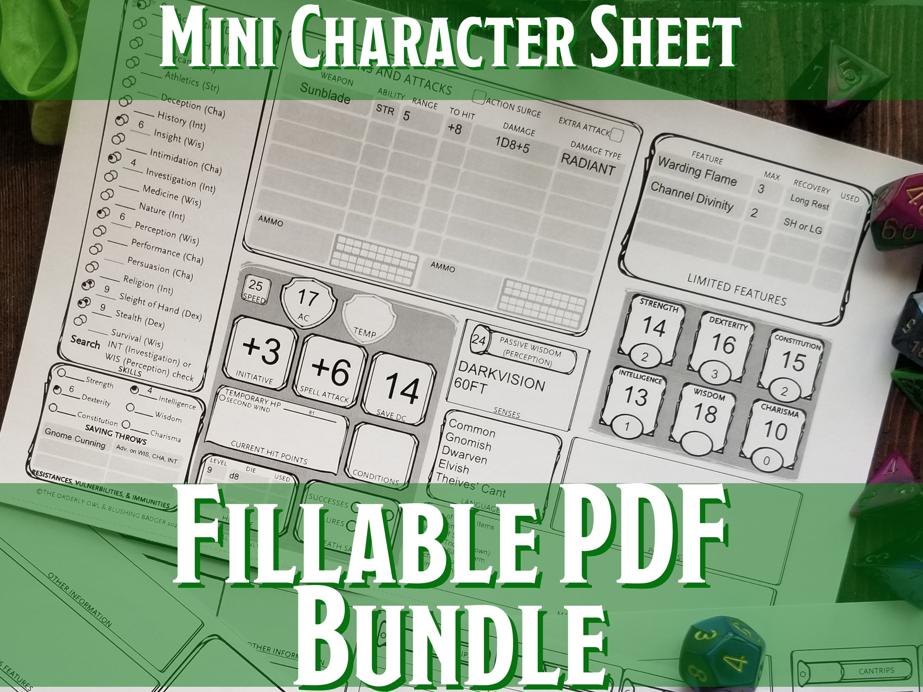 Buy D&D Mini Character Sheet Bundle | Printable Fillable PDF| Dungeons ...