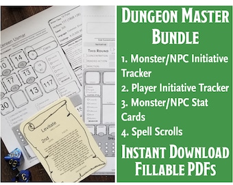 D&D Dungeon Master Bundle | Printable Fillable PDF| Dungeons and Dragons 5e