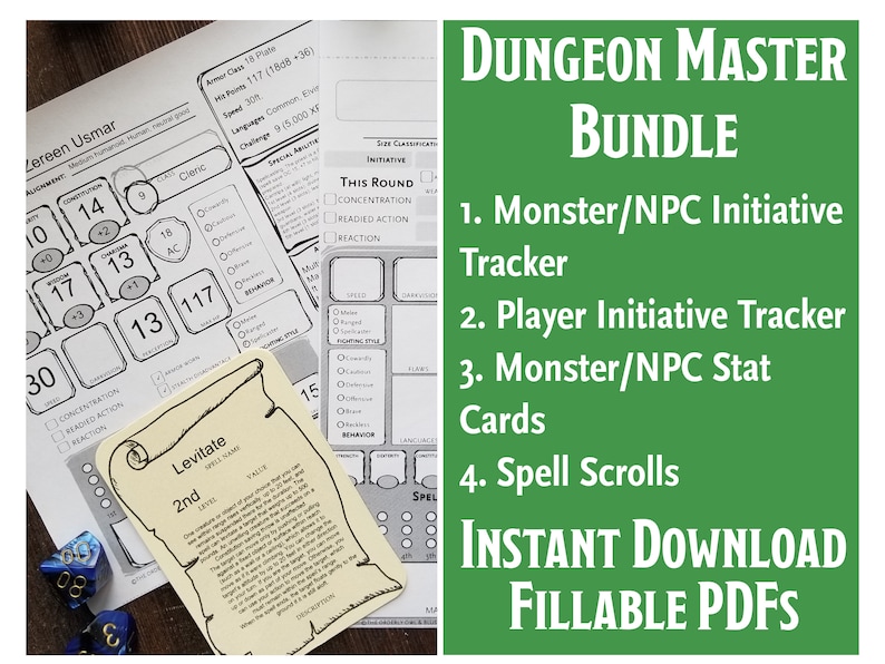 D&amp;D Dungeon Master Bundle Printable Fillable PDF Dungeons - Etsy