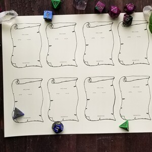 Spell Scroll Cards | Printable Fillable PDF| Dungeons and Dragons 5e ...