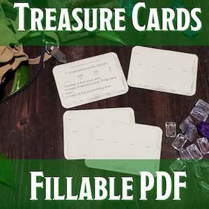 Treasure Cards | Printable Fillable PDF| Dungeons and Dragons 5e | Pathfinder| TTRPG