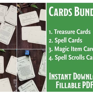Card Bundle | Printable Fillable PDF| Dungeons and Dragons 5e | Pathfinder | TTRPG