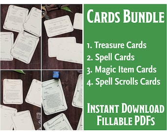 Card Bundle | Printable Fillable PDF| Dungeons and Dragons 5e | Pathfinder | TTRPG