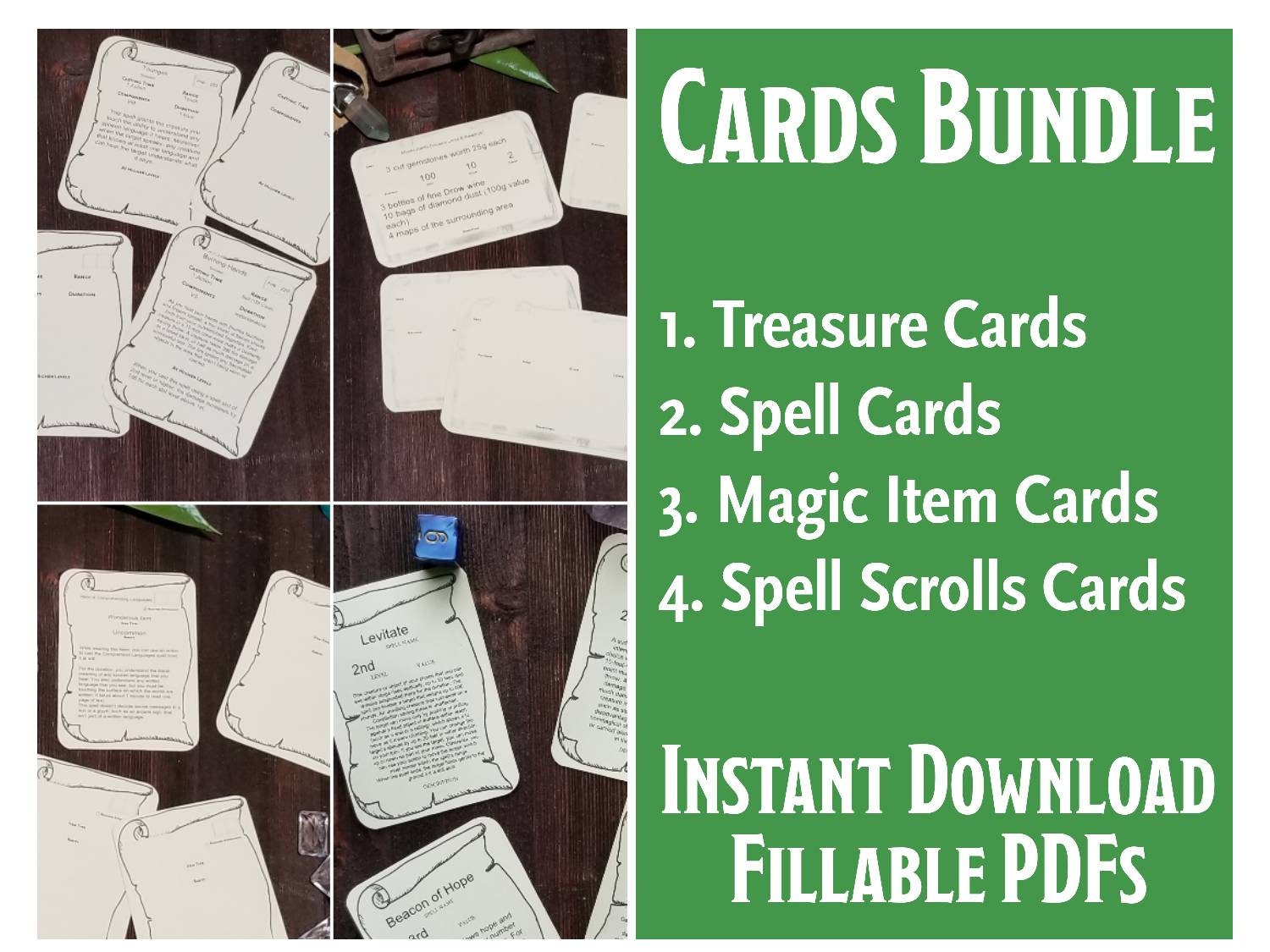 D&amp;D Card Bundle Printable Fillable PDF Dungeons and Dragons | Etsy