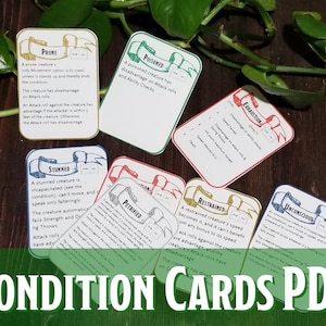 D&D Condition Cards | Printable PDF| Dungeons and Dragons 5e |