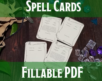 Spell Cards | Printable Fillable PDF| Dungeons and Dragons 5e | Pathfinder | TTRPG