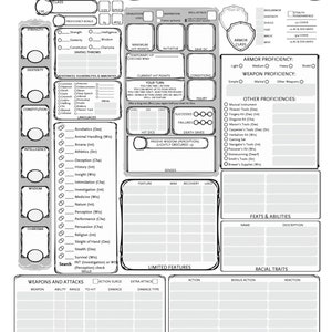 dd full character sheet printable fillable pdf dungeons etsy