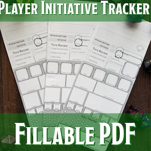 D&D Foldable Initiative Trackers Players  | Printable Fillable PDF| Dungeons and Dragons 5e |