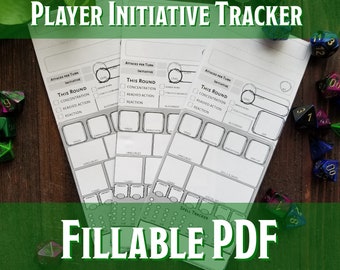 D&D Foldable Initiative Trackers Players  | Printable Fillable PDF| Dungeons and Dragons 5e |