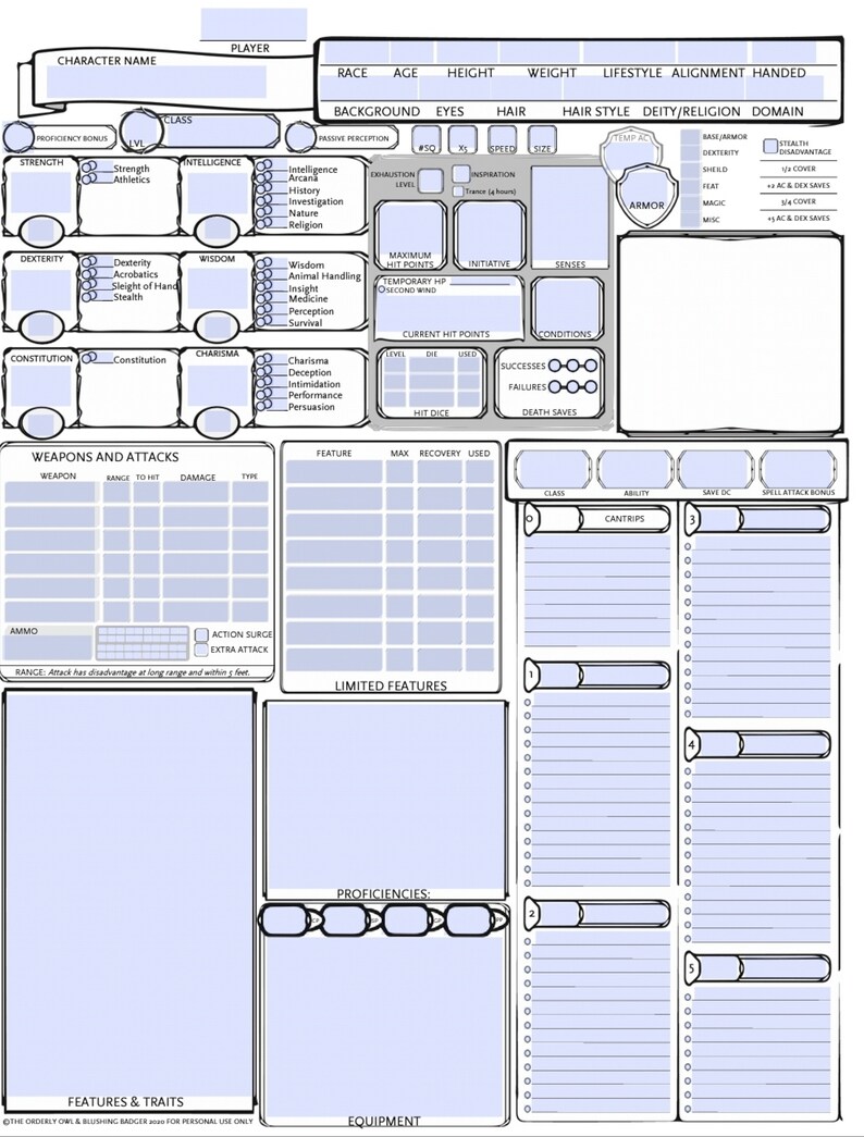 Dd 5e Character Sheet Fillable Online Fasrsm Dnd 5e Printable 