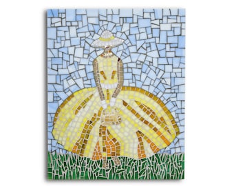 Mosaic Wall Art, Fashion Wall Art Gold, Mosaic Tile Wall Art, Fashion Art Wall, Wall Art Lady, Wall Art Woman, Stained Glass Wall Art