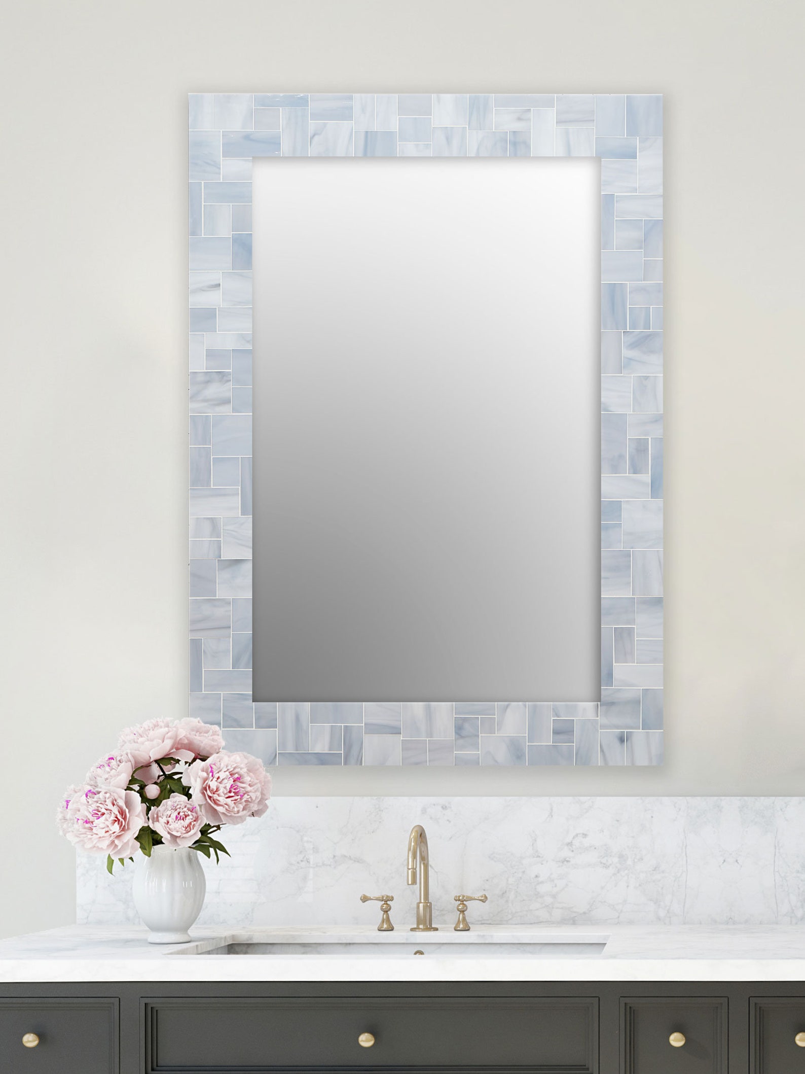 Light Grey Bathroom Mirror Mosaic Mirror Foyer Mirror in 5 Etsy