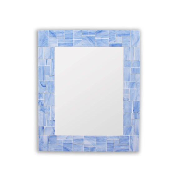 Blue Bathroom Or Blue Bedroom Wall Mirror In Stained Glass Mosaic Tiles 24x30 Mirror Or 3 Other Sizes