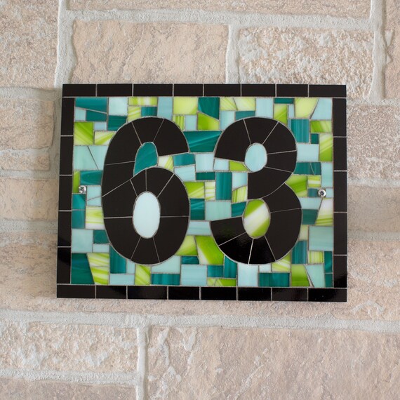 Mosaic House Number Plaque Horizontal Or Vertical Mosaic House Number Plaque Horizontal