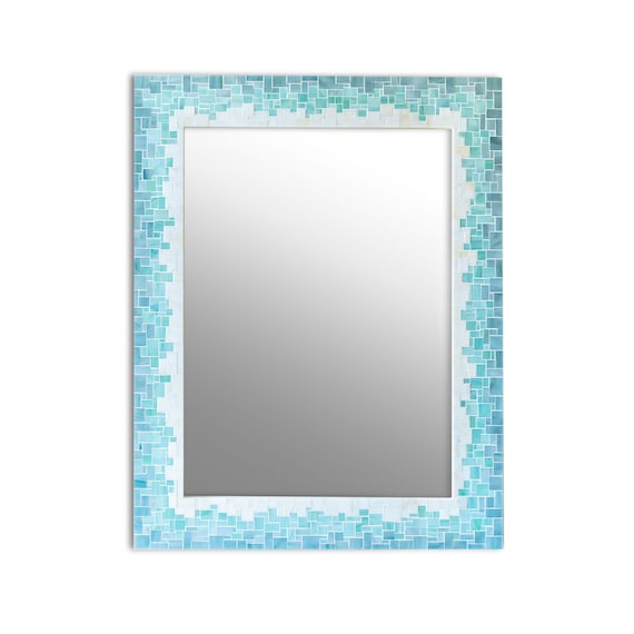 Bathroom Mirror Gradient Tile Mirror for Beach Theme D cor Various